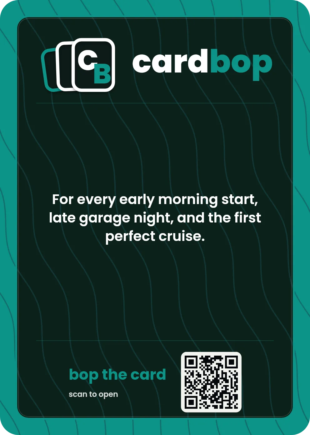 Back of a custom custom trading card, with a written message and card details
