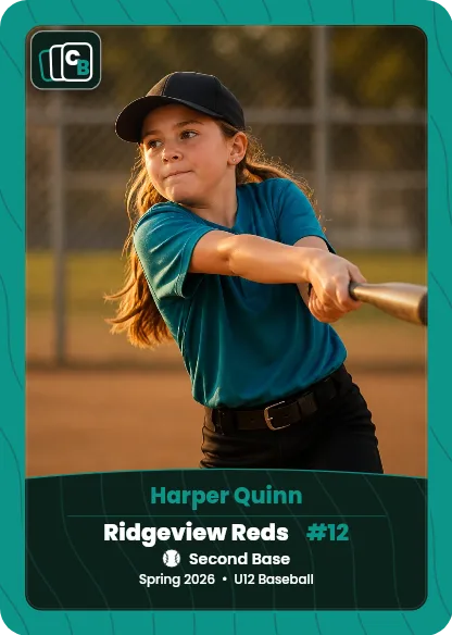 Custom baseball trading card made from a player photo, with team, position, and season on the nameplate