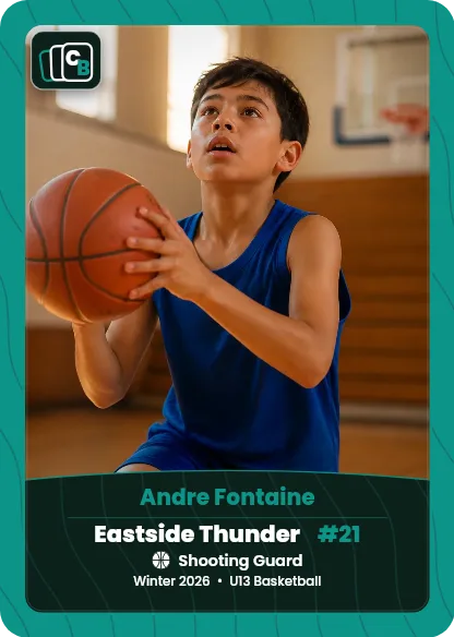Custom basketball trading card made from a player photo, with team, position, and season on the nameplate