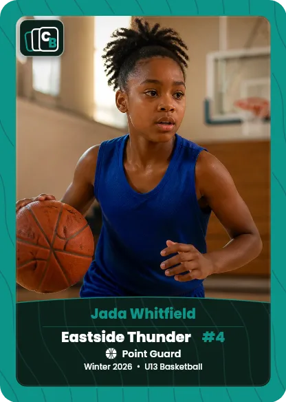 Custom basketball trading card made from a player photo, with team, position, and season on the nameplate