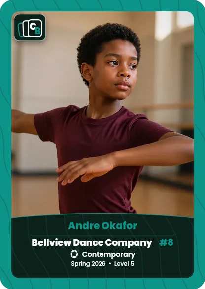 Custom dance trading card made from a player photo, with team, position, and season on the nameplate